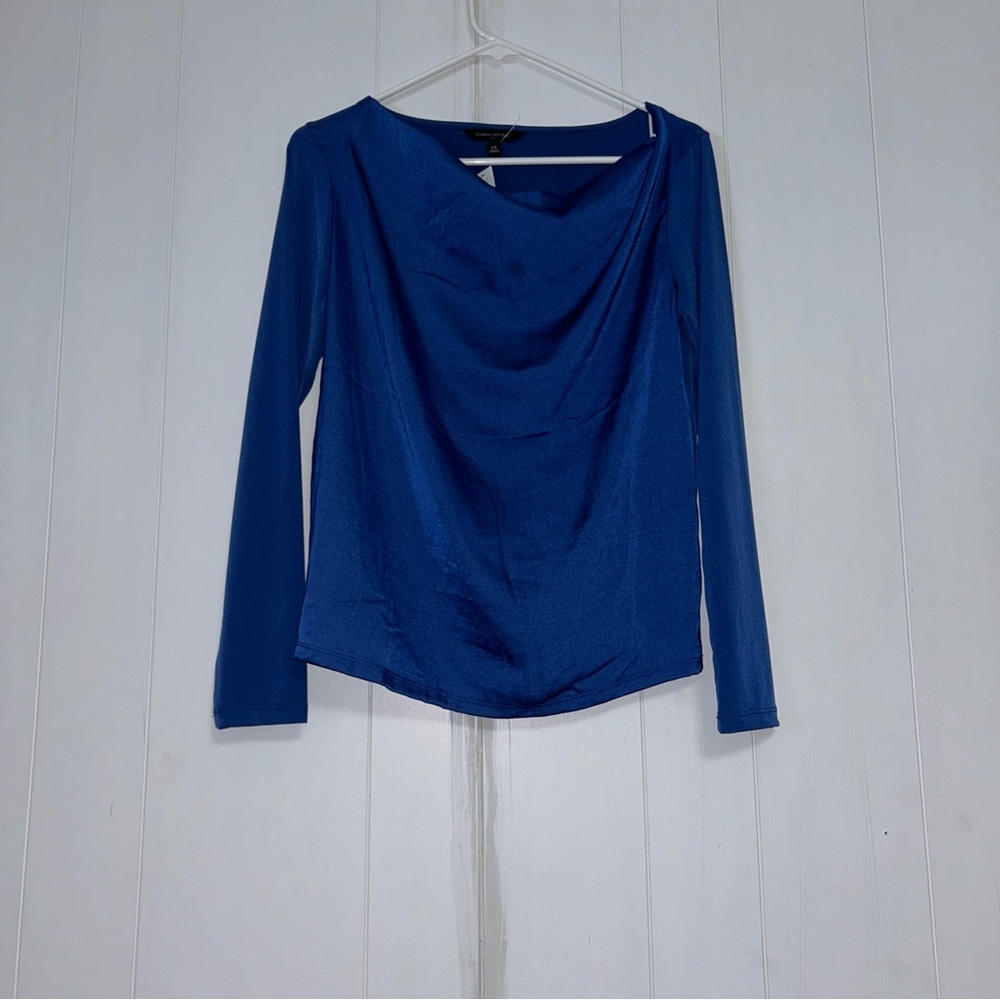 Banana Republic Royal Blue Draped Cowl Neck Blouse, size XS